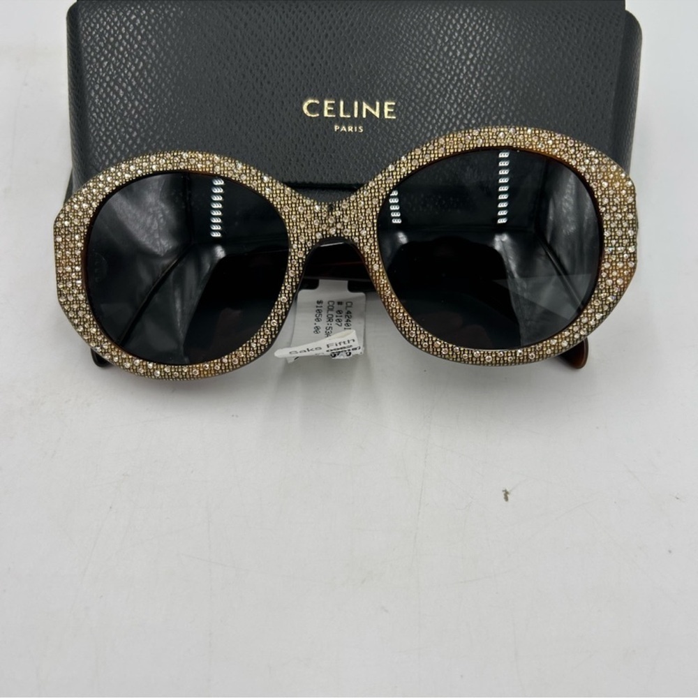 Women’s Celine Havana brown crystal sunglasses made in Italy - Picture 3 of 8